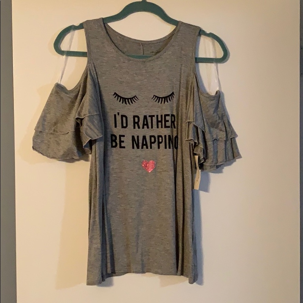 Graphic cold shoulder tank
